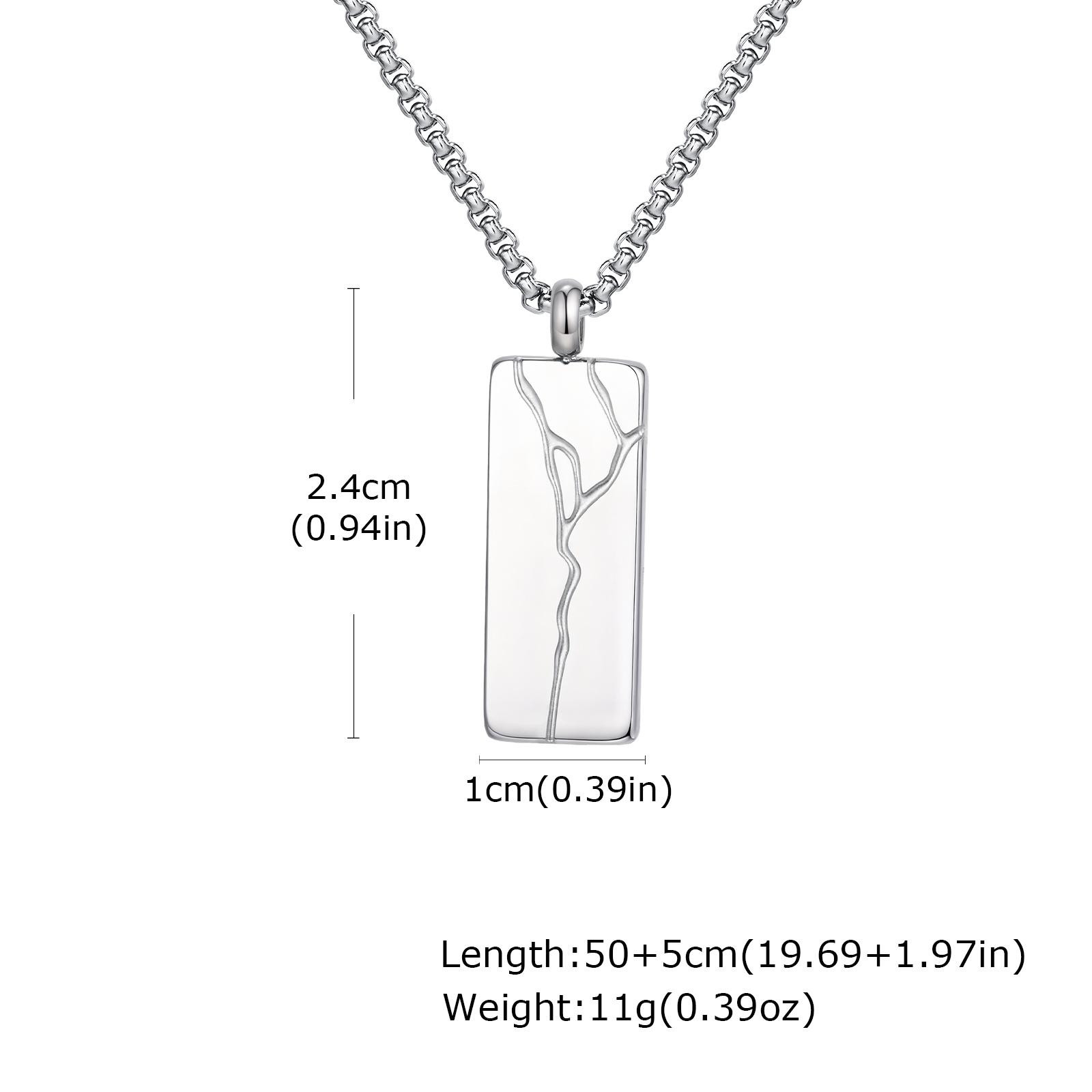 

Stainless Steel Punk Cracked Square Pendant Necklace for Men, Minimalist Hip Hop Geometric Necklace Box Chain, Fashion Jewelry серебряный