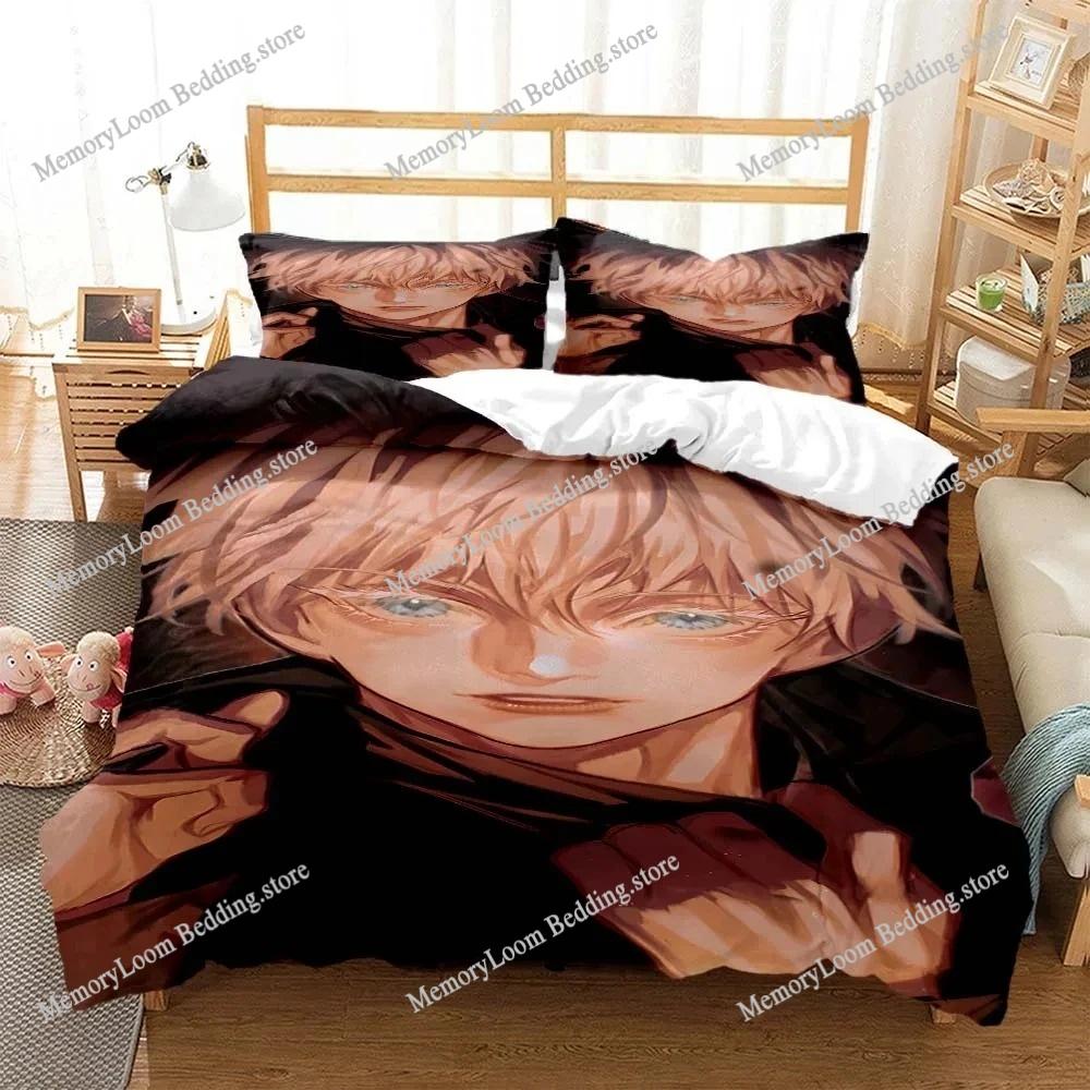 Jujutsu Kaisen Gojo Satoru Fun Cartoon Poster Sheets Quilt Covers Bedding Dormitory Soft Warm Cozy Breathable Bed Sheet Set