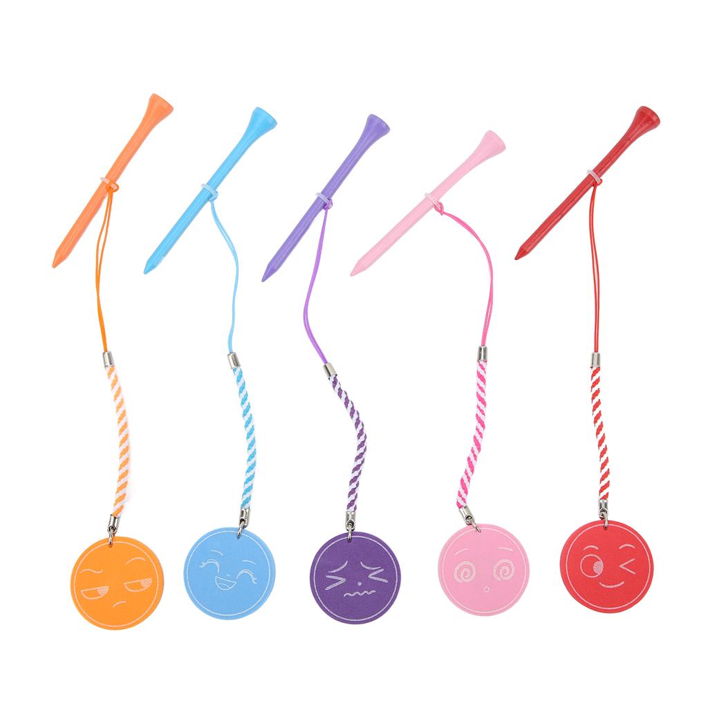5Pcs 3 1 4 Inch Golf Wooden Tees With Anti Loss Rope Magnetic EVA Foam Multi Color Expression Pattern