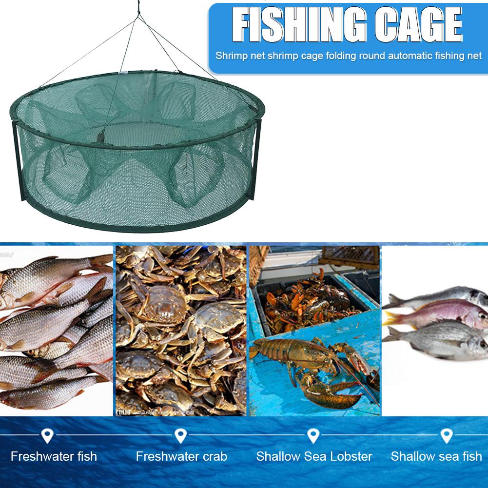 60/80cm Folding Drop Fishing Net Shrimp Catcher Tank Casting Network Fish Eels Trap Cage Prawn Bait Crab Netting Shrimp