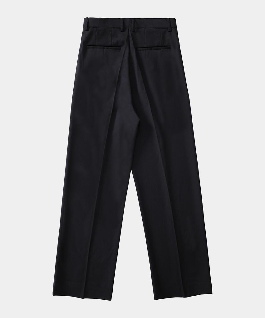 Modipaideu Double-Pleat Set-Up Wool Slacks (Black)