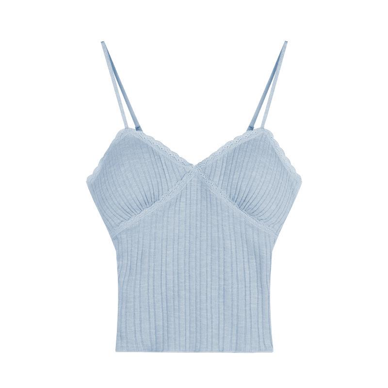 Pure Desire Lace Bow Camisole with Chest Pads - Women's Summer Outerwear & Base Layer Top