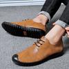 Fashion Italian Casual Men's Soft Genuine Leather Shoes Fashionable Minimalist Style Office Driving Outdoor Leisure Business Brown