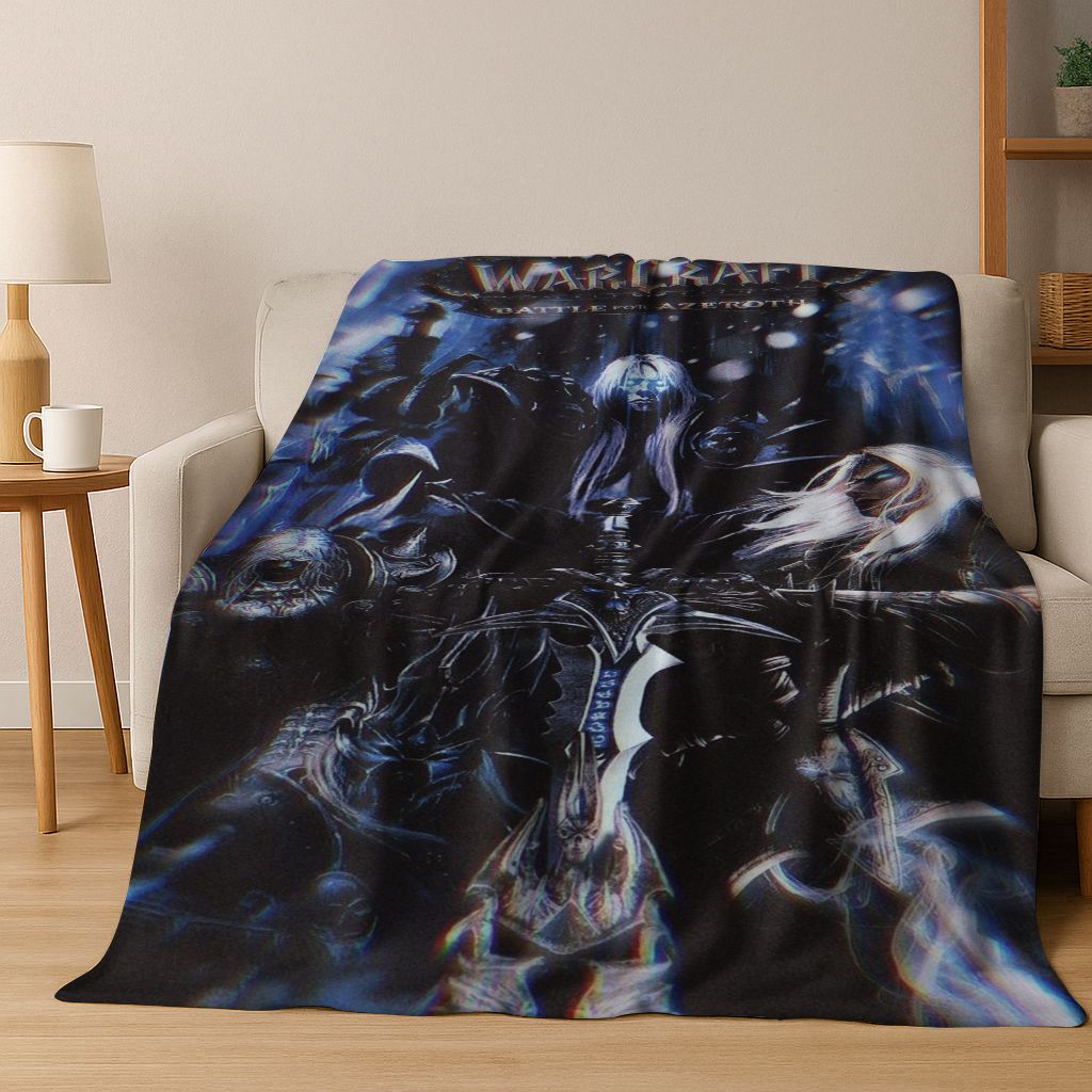 WOW World of Warcraft Arthas Demon Illidan Sylvanas Flannel Blanket,Cozy Soft Throw Blanket for Home Bedroom Bed Sofa Cover Gift