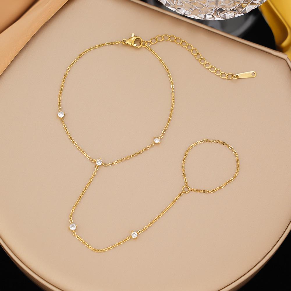 Gold-Plated Double Layer Thin Chain Stainless Steel Hand Chain Jewelry