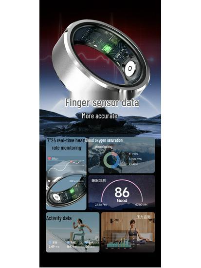 Bague Intelligente R5: Étanche, Fréquence cardiaque, Pression artérielle, Oxygène sanguin, Surveillance du sommeil, Multisport, Fonctions photo et Bluetooth.