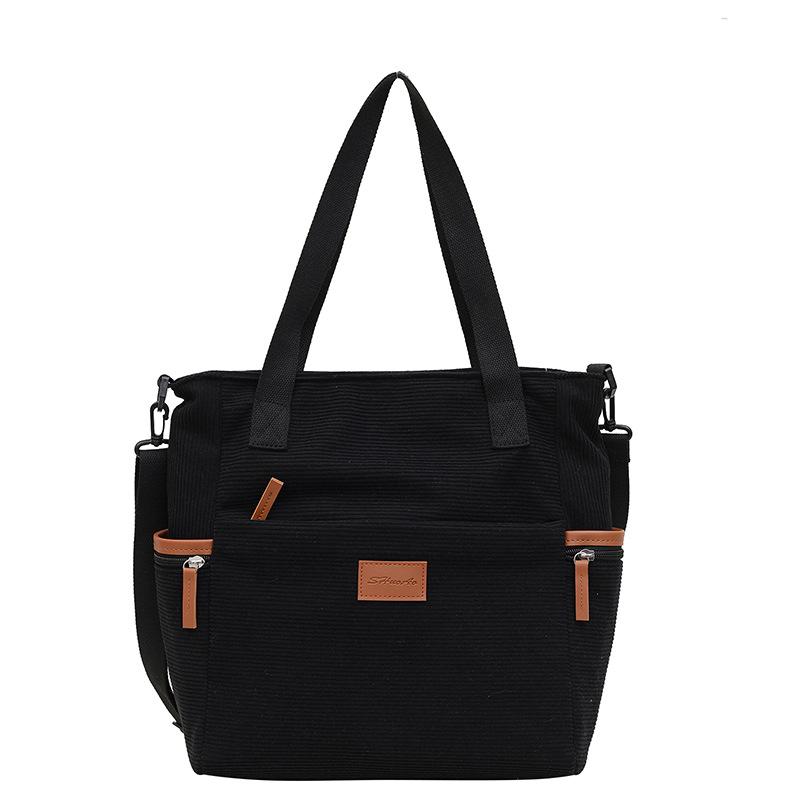 Corduroy Bag Female Niche Design Trendy Large-Capacity Tote Bag Student Class Shoulder Oblique Span Bag