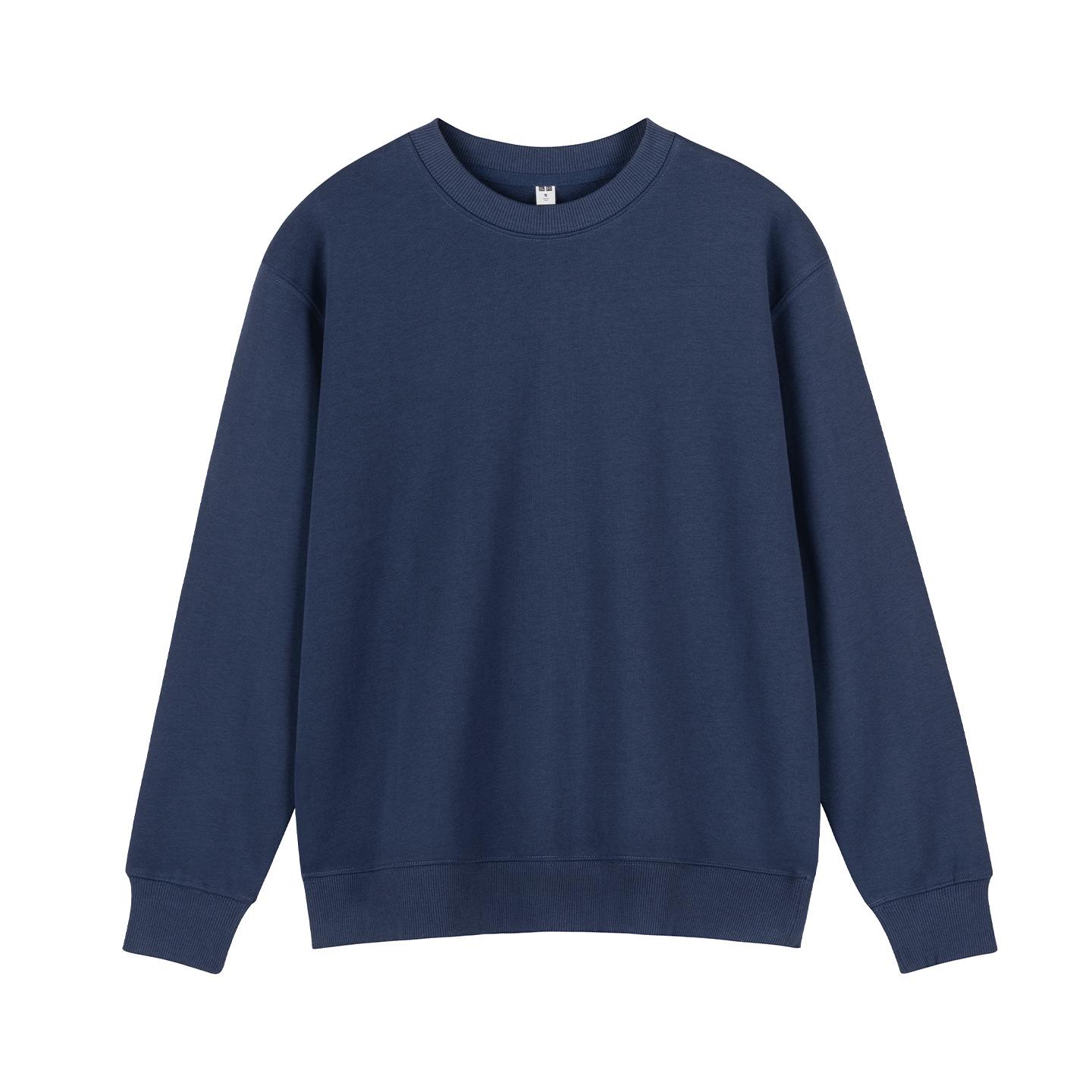Classic Unisex Black Round Neck Knitted Pullover Sweatshirt S темно-синий