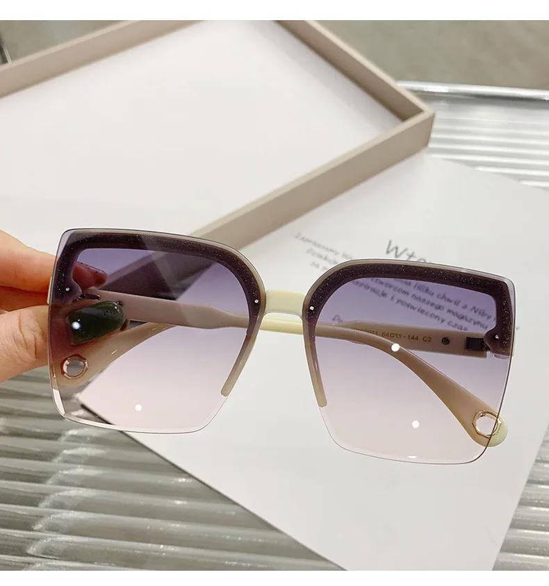Oversized Sunglasses Man Woman Fashion Rimless Vintage Square Sun Glasses Eyewear Luxury Brand Design UV400 Female Shades