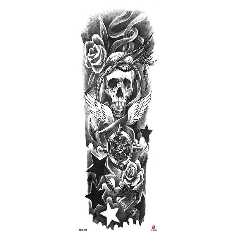 Waterdichte tattoo stickers voor de hele arm: Jezus, Maagd Maria, Kroon, Leeuw-ontwerp