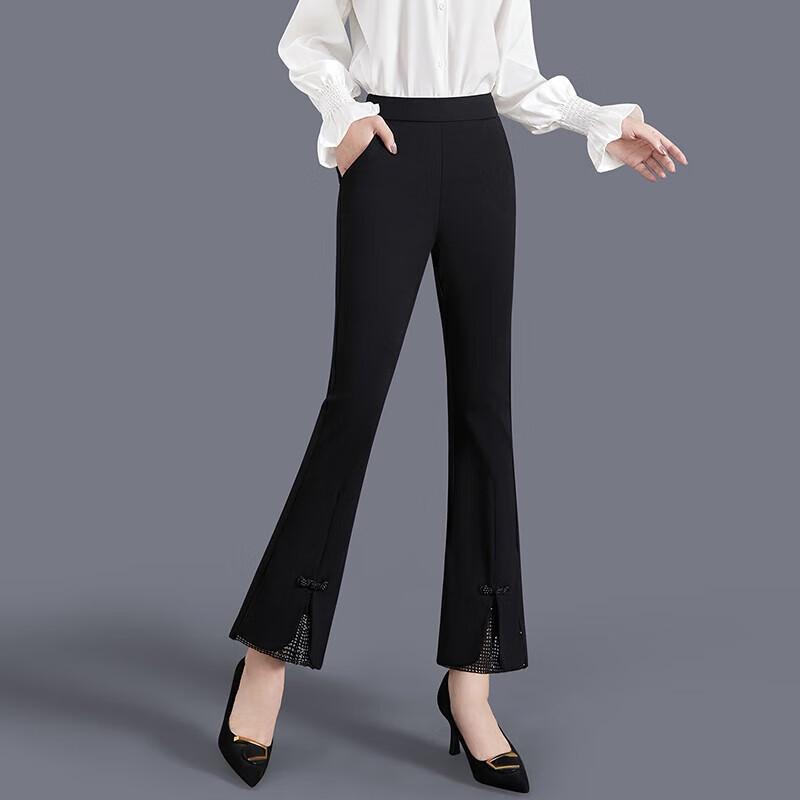 Tachi Women's Rhinestone Embellished High-Waisted Flare Pants