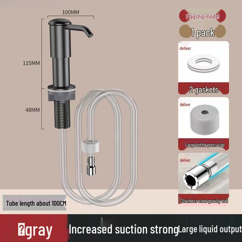 Stainless Steel Kitchen Soap Dispenser with Extension Tube for Dishwashing and Vegetable Washing