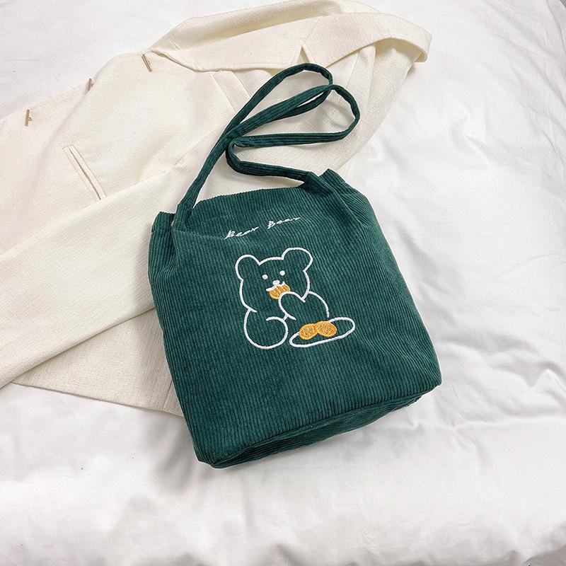 Women's bag corduroy new shoulder bag fashionable sweet handbag bucket bag