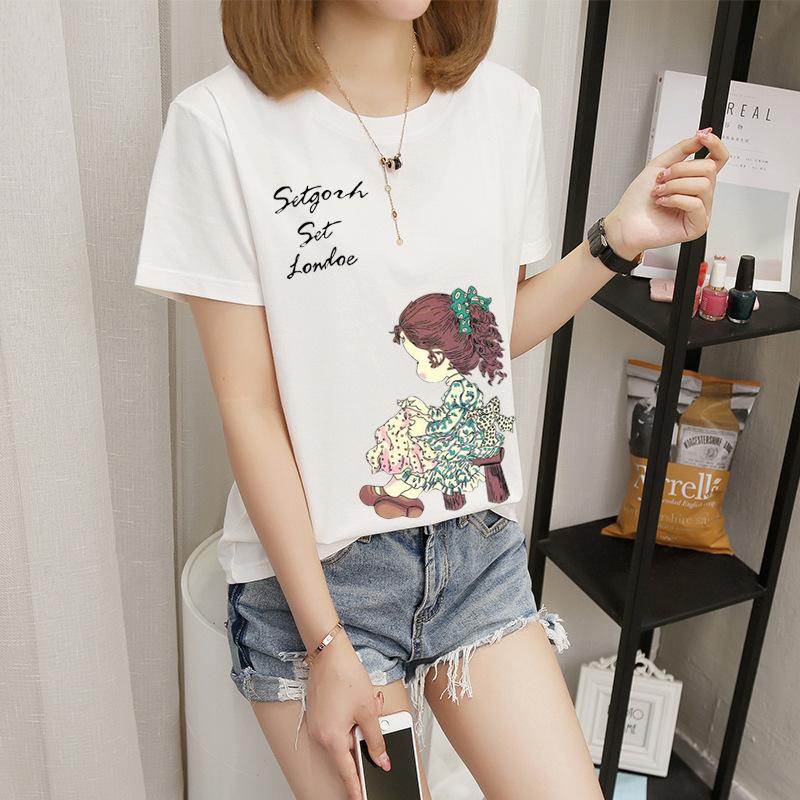 Women's short-sleeved t-shirt women's summer new Korean version cartoon student crew-neck bottoming shirt