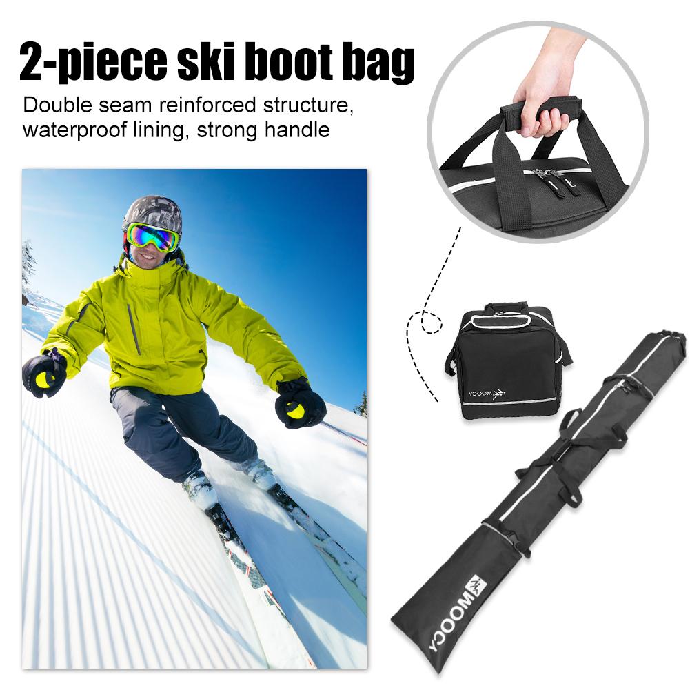 2Pcs Ski Storage Bag & Boot Bag Set Waterproof Ski Organizer Carrying Bag Handle Protective Ski Bag For Skiing Travel Men Women