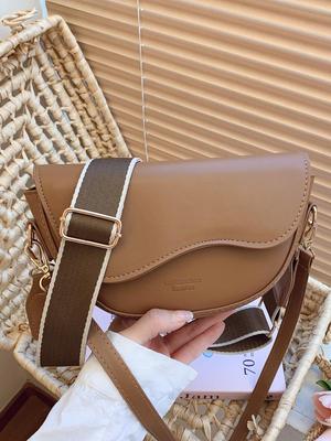 Sac bandoulière en PU semi-circulaire style mode coréenne pour femmes