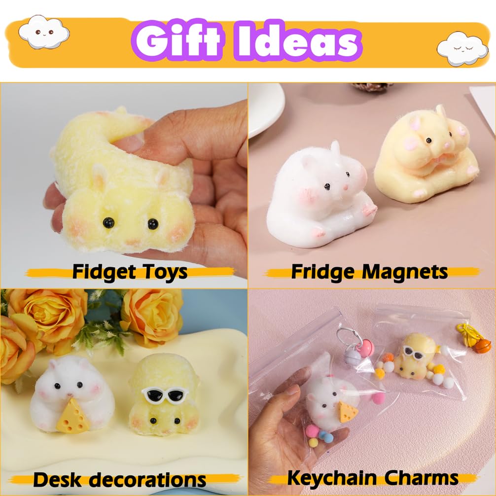 FUNSHOWCASE Ručně vyráběné Squishy Squishy Pryskyřice 2 Formy na Křečky Barvivo Vláknina Stres Nadýchaná Řemeslná Sada, Set, + + Zahrnuto, DIY, Úleva,