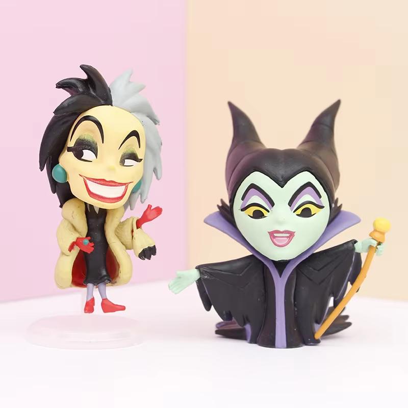 MINISO 6pcs/Set Anime Villain Figure Queen Cruella Maleficent Evil Witch Action Figure Collection Model Doll Toys Kids Birthday Gift