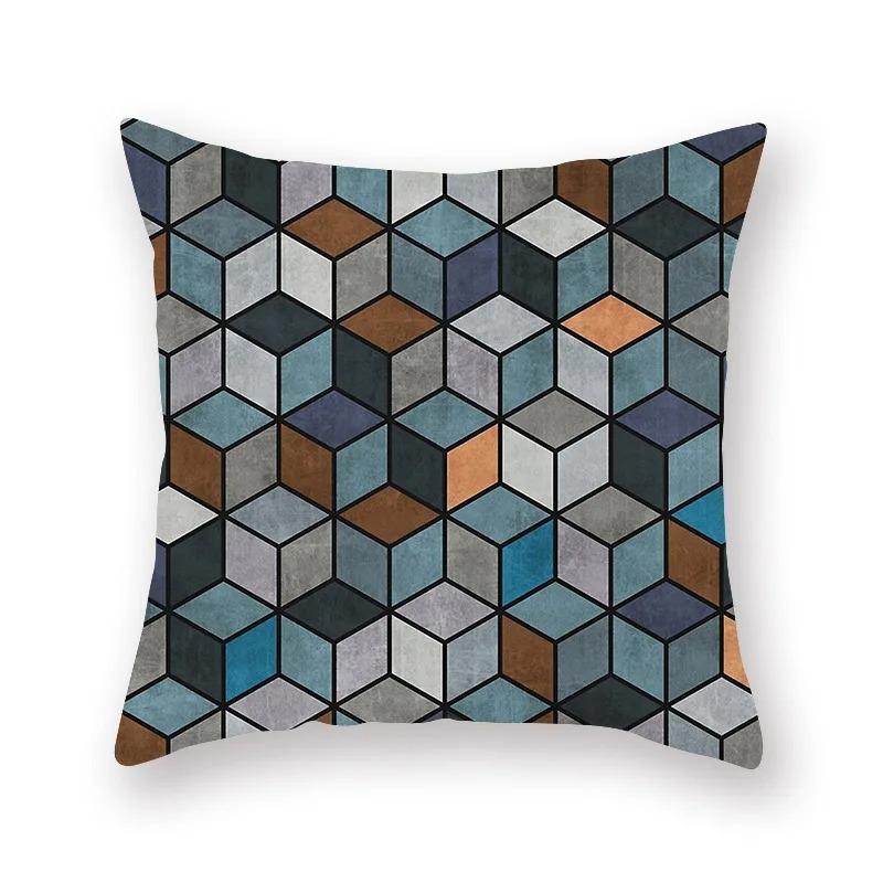 Retro Blue Printed Pillowcase Car Ornaments Office Living Room Sofa Home Pillowcase