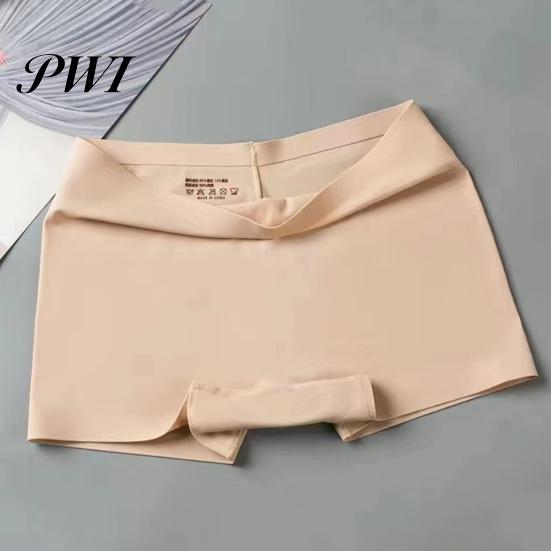 Seamless Safety Underwear Women Pants High Elasticity Solid Color Ice Silk Anti-exposure All-day Wear Panties Mid Waist Quick Dry Mini Skirt