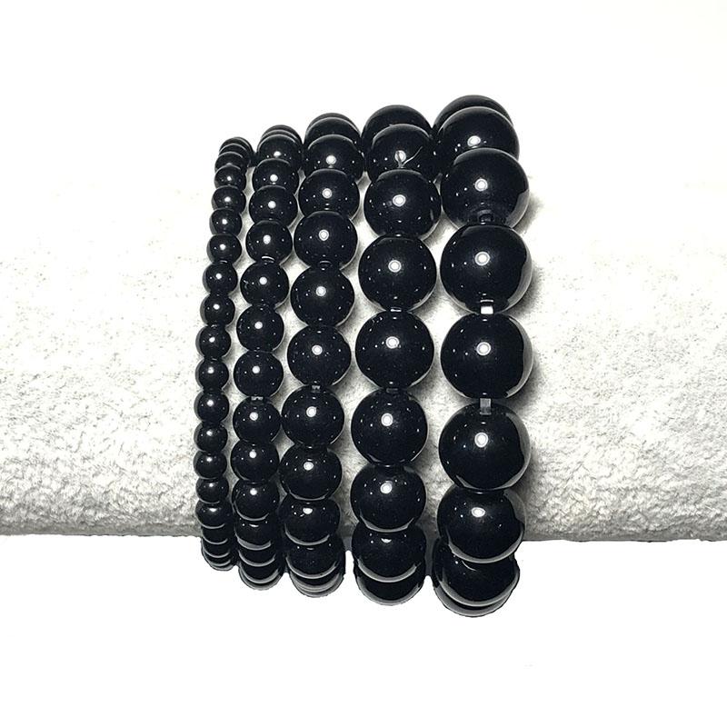 Economical 4/6/8/10/12mm Obsidian Stone For Jewelry Making Handmade Black Round Loose Beads DIY Bracelet Necklace Anklet Earring