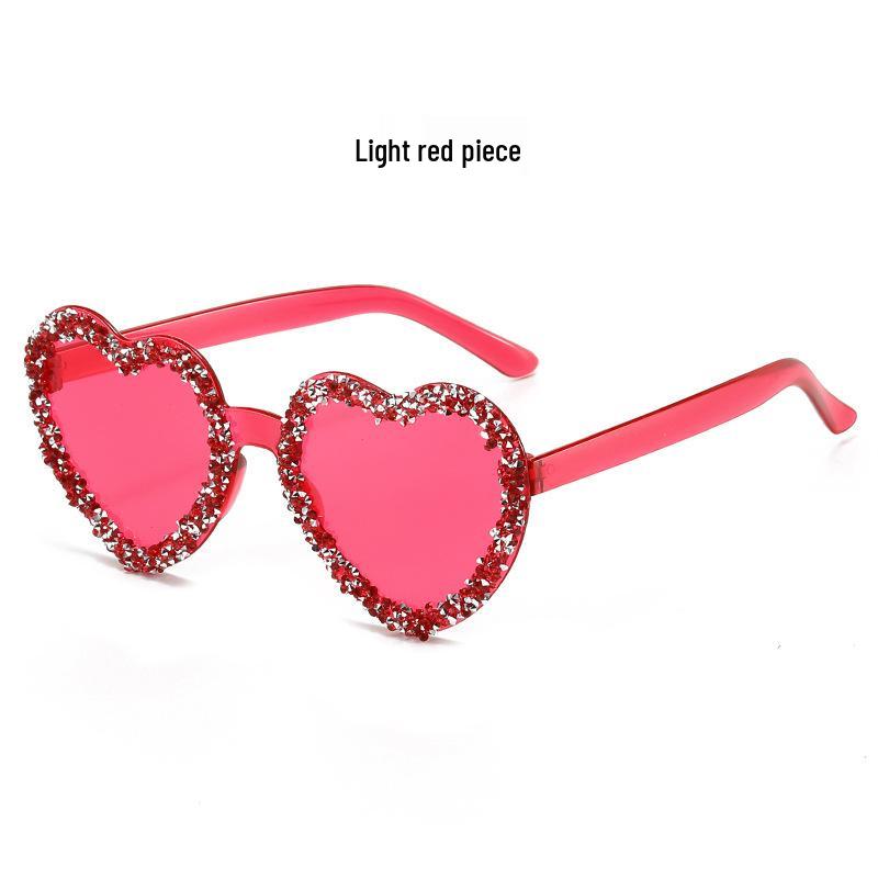 New Frameless Rhinestone Heart Sunglasses - European & American Style, Bold Heart Shape Party Glasses.