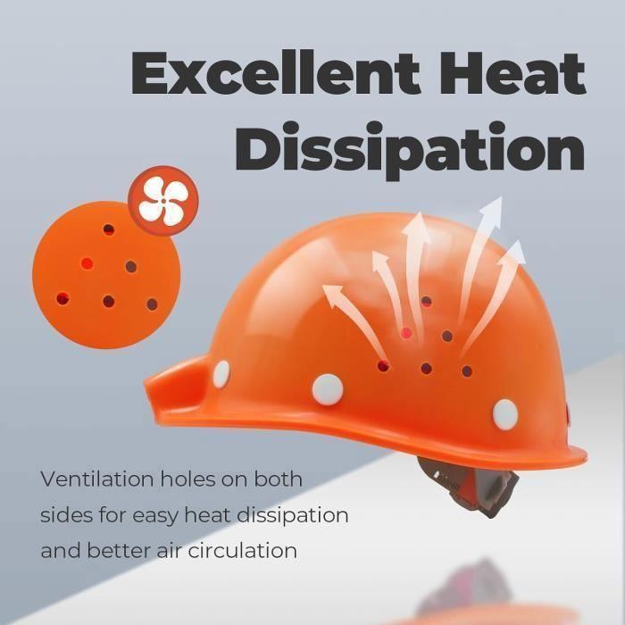 Mustbau casque de chantier en397 - éclairage led - usb rechargeable - 2 modes d’ éclairage - orange