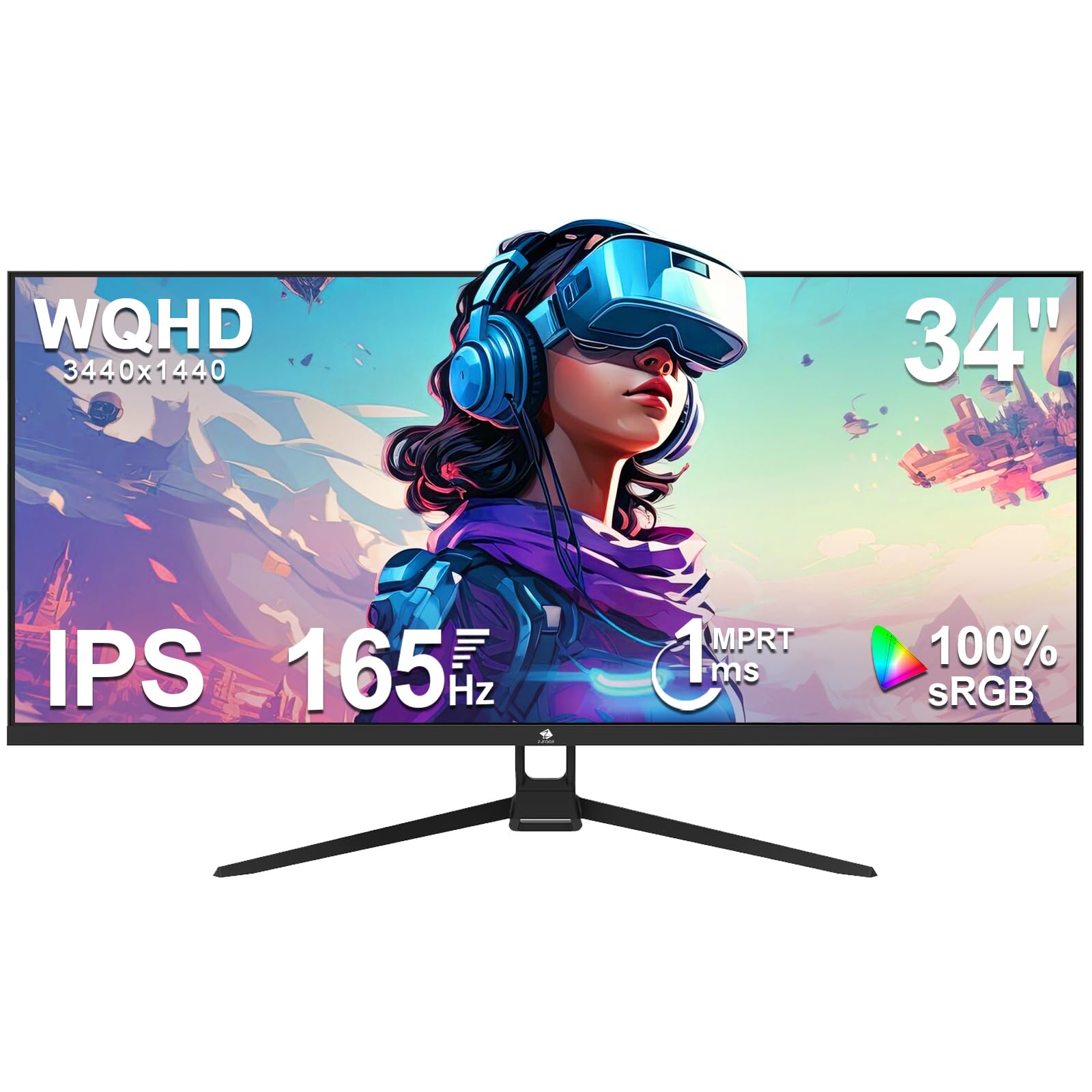 

Z Z-Edge Gaming Monitor 165Hz 1ms 34 Ultra Wide IPS 21:9 WQHD 3440x1440 Frameless LED Display - AMD Freesync Premium DP Port HDMI Port UG34W