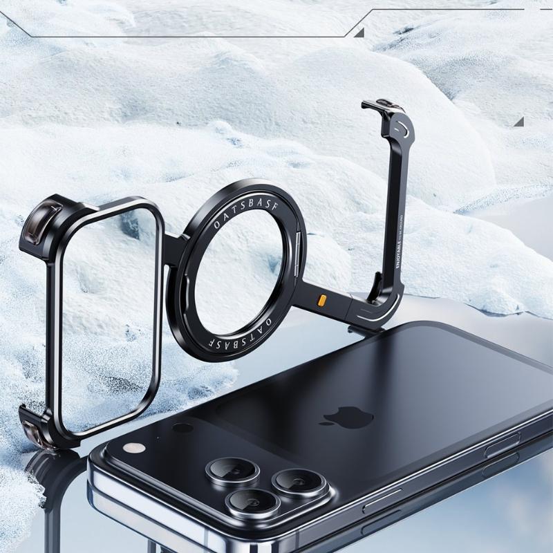 Magnetic Metal Bumper Cover for iPhone 17 Pro Max Magsafe 360° Rotatable Holder Frameless Shockproof Case for iPhone Air 17Pro