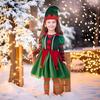 Christmas Elf Costume Set Boys Girls Festive Elf Outfit Kids Classic Red Green Elf Hat Stockings Set Dress-up Attire for Parties Cosplay Performance