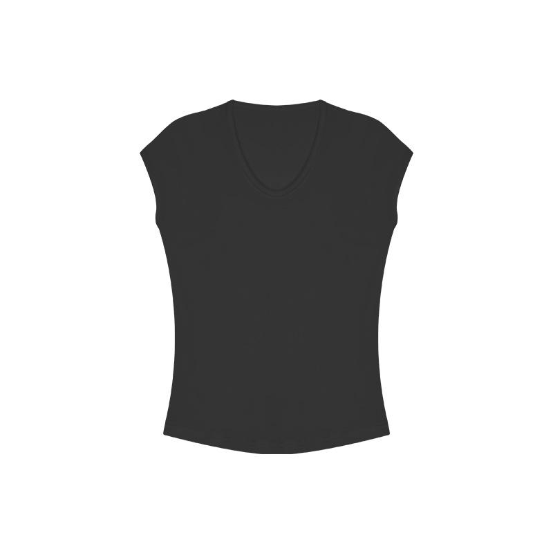 Design Sense V-neck Short Sleeve T-shirt Women's Summer New Irregular Short Student Trim Top Ins Trend
