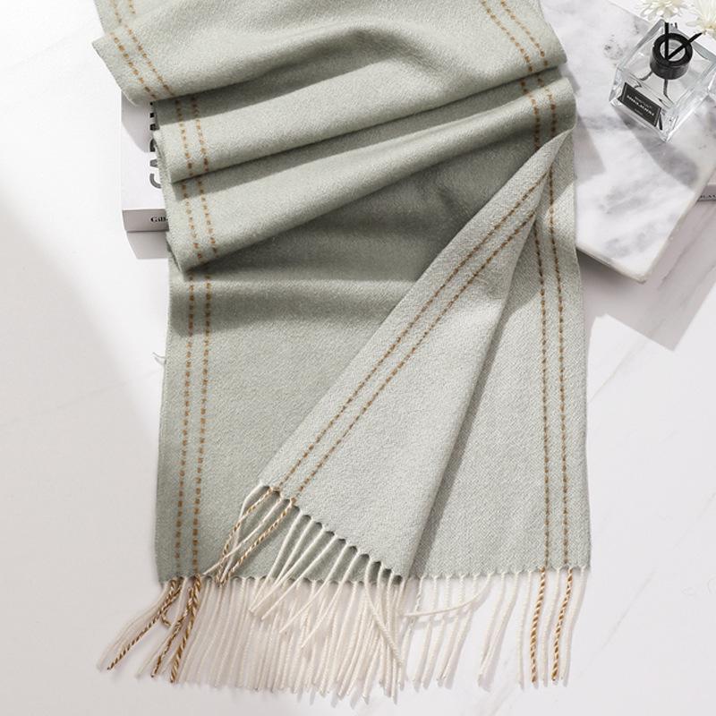 Autumn and winter narrow version cashmere water ripple scarf women's light luxury high-end shawl British thickened warm scarf