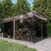 VidaXL Pavillon mit Moskitonetz & LED-Lichterkette 4x3x2,73 m Taupe