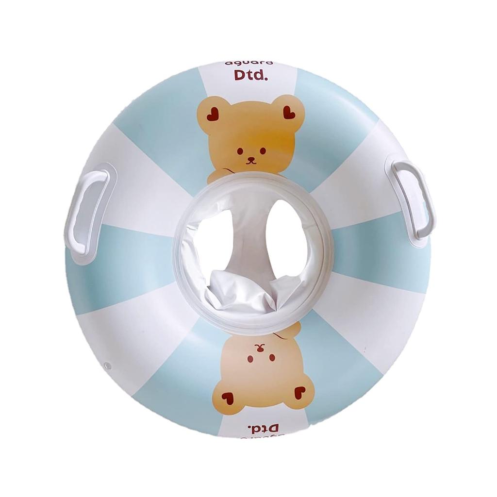cddu Baby Float for Kids Float Seat with Foot Vintage Super Little Bear Water Swim Air Strong Years Gift Toddlers, Insert, Handle, Stripe, Cute,