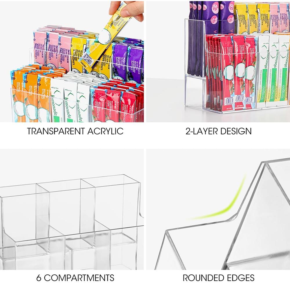 Acrylic Desktop Organizer Tea Bag Storage Box Coffee Bar Accessories Holder Multi-functional Stationery Makeup Storage for Home