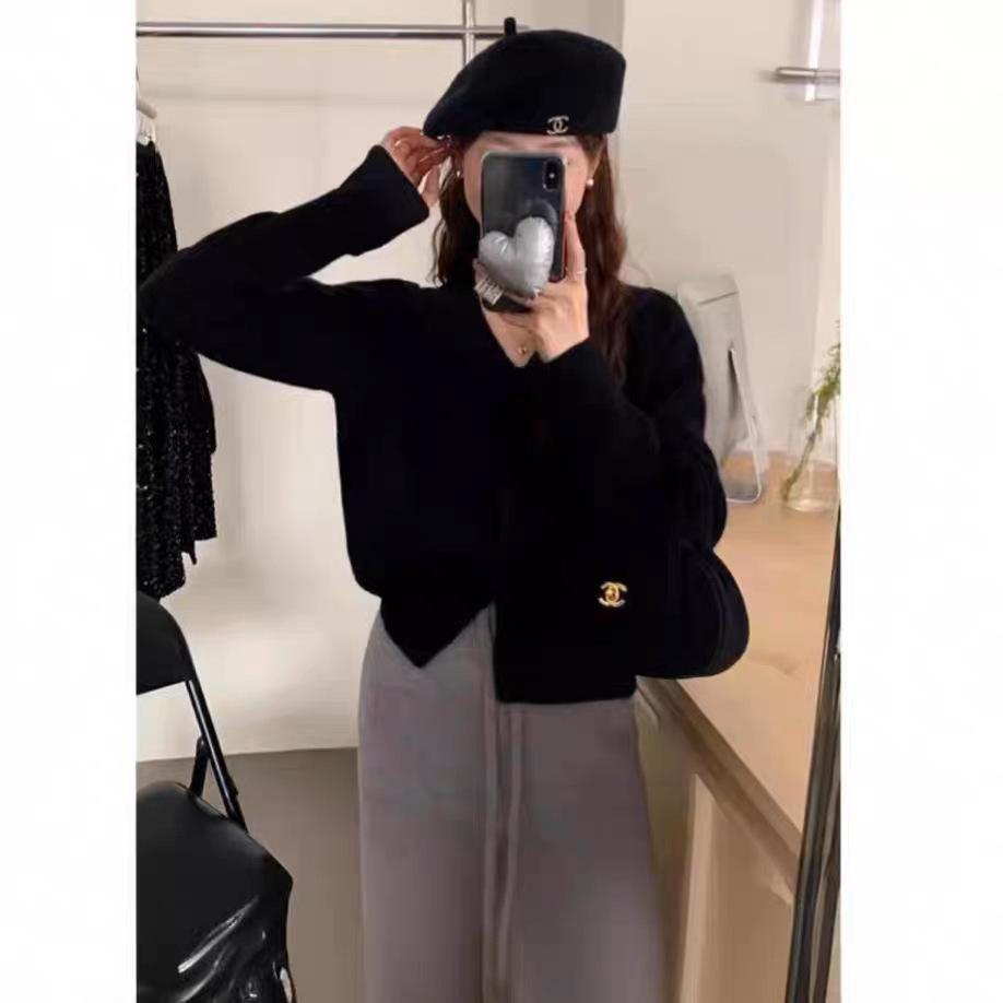 Temperament Bow Button Knitted Cardigan Women's Versatile Skinny Sweater Jacket Women's Top