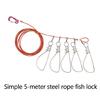 Fishing Stringer with 10 Snaps Live Fish Lock Big Fish Wire Rope Cable Fishing Holder Set Stainless Steel Stringer Clip