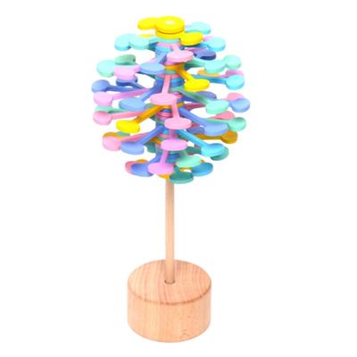 Jucărie educativă din lemn rotativă pentru copii, Jucărie seria Piruetă Dulce, Eliberator de stres, Decorațiune creativă (Cercuri de Macaron)