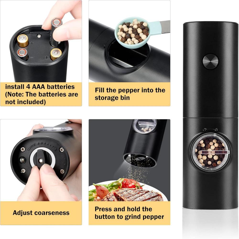 1 Pack Salt Grinder, Electric Pepper Salt Grinder, Black Pepper Grinder, Automatic Spice Grinder, Kitchen Tool Seasoning Tool