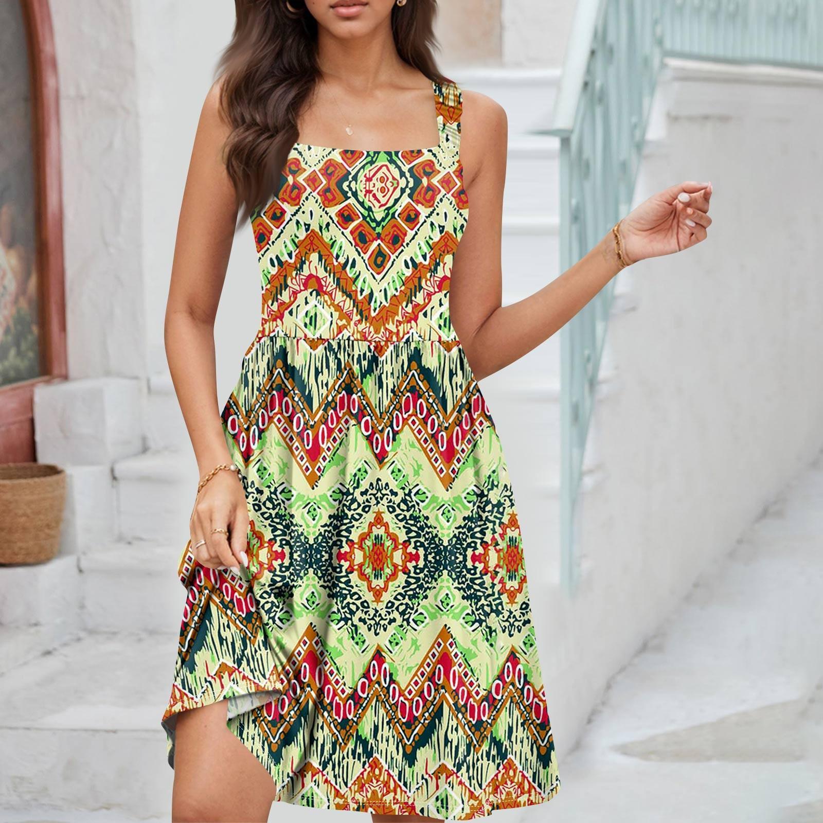 

Женское летнее повседневное платье с квадратным вырезом и карманами, милое платье трапециевидной формы без рукавов с высокой талией и жилетом миди XXXL