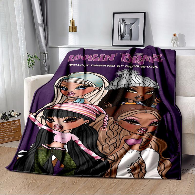 Bratz Cartoon 3D Printed Girls Blanket,Flannel Soft Throw Blanket for Home Bedroom Bed Sofa Picnic Office Hiking Cover Kids Gift