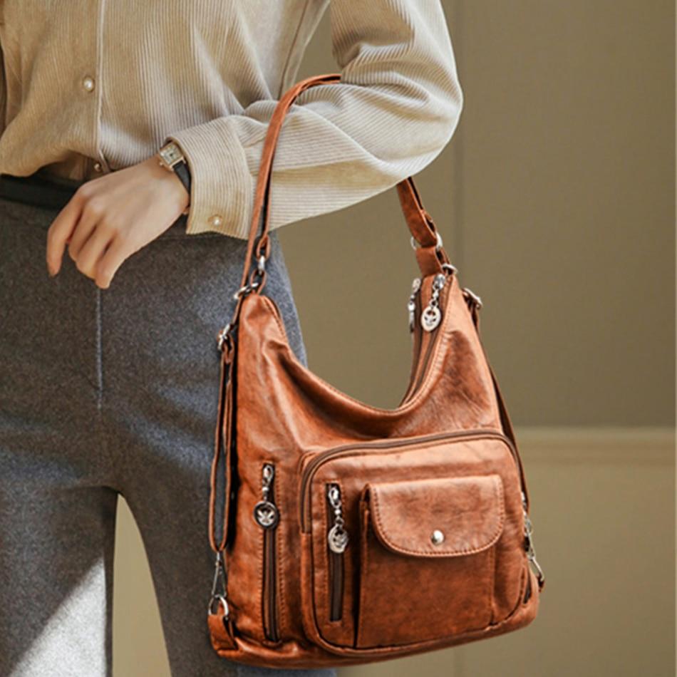 Women Back Pack Bagpack Vintage Women Bag Retro Pu Leather Ladies Casual Tote Designer Shoulder Bag Women's Handbag Sac