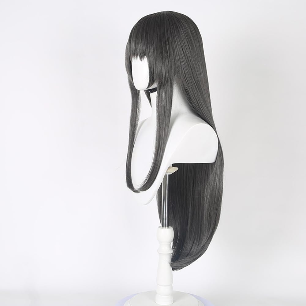 Anime Homura Akemi Wig for Cosplay Costume Wig Halloween Synthetic Long Dark Grey Straight Wigs Hair Anime Party Wigs