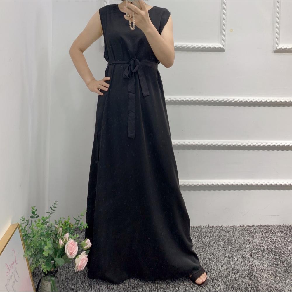 Muslim Long Dress Women Abaya Dubai Arab Fashion O-Neck Sleeveless Ramadan Turkey Abayas Islamic Clothing
