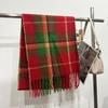 Women’s Red Plaid Tassel Scarf – Thick, Double-Sided Winter Shawl and Neck Warmer for Christmas
