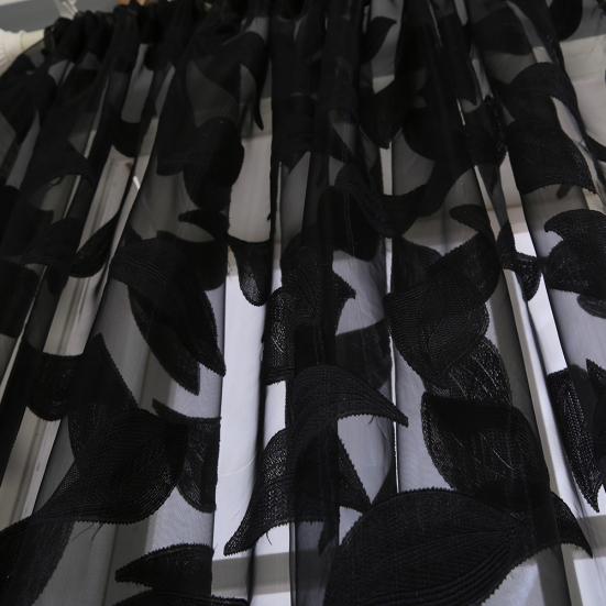 2ks Listový tyl Dveře Okno Závěsový panel Průsvitný šátek Ložnice drapérie