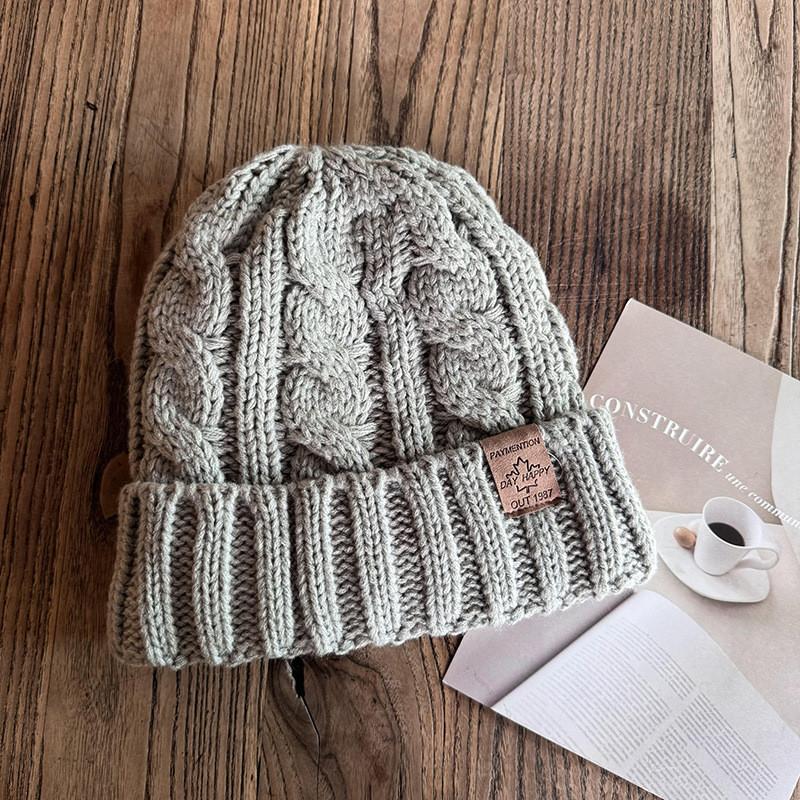 Beanie Wool Winter Hat Thick Knitted Cap Windproof Casual Accessory Fashion