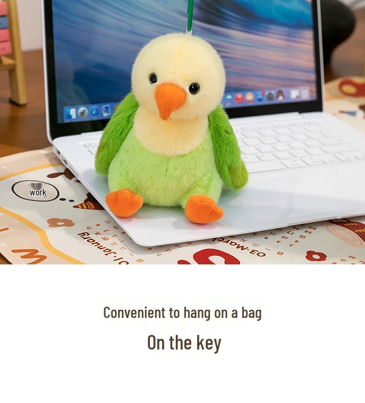 Small Plush Bird Keychain - Penguin & Parrot Figures Hanging Ornament