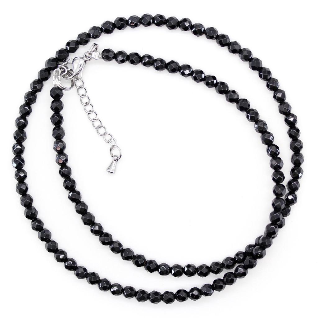 [Ishiki] Onyxhalsband, Natursten, 64 Fasetter, 45 cm Längd, Herr, Storlek 145