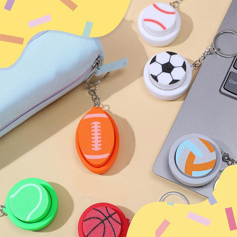 Ball Keyboard Keychain Fidget Toys Push Bubble Stress Relief Sensory Toys Basketball Football Keyboard Clicker For Kids Adults